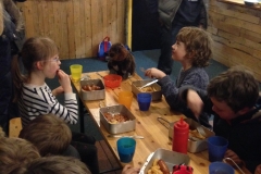 Horace eating with the rest of the colony